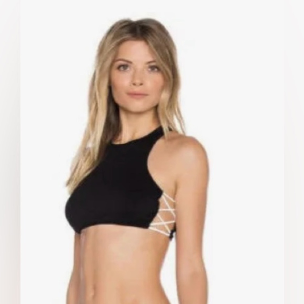 Intimately Free People Womens black and white corded side laced bra